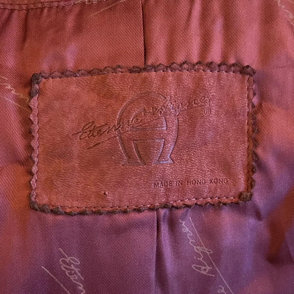 Etienne Aigner Vintage Burgundy Oxblood Leather Blazer Jacket - Picture 8 of 8